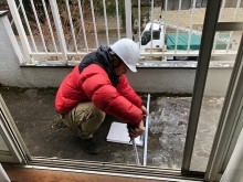施工ベランダの計測縦
