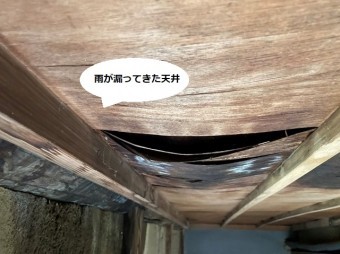 雨が大量に漏り被害を受けた天井材
