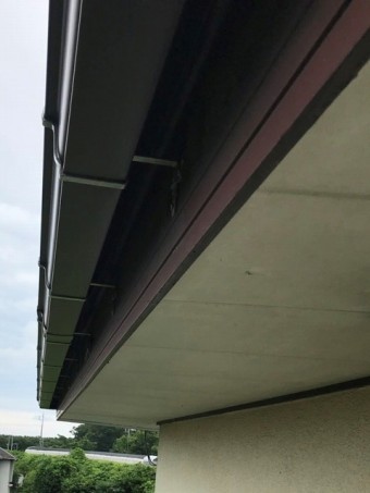 雨樋工事が完了した、ひたちなか市の現場