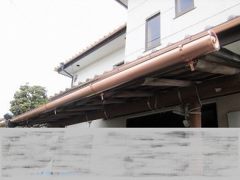 銅製雨樋玄関交換