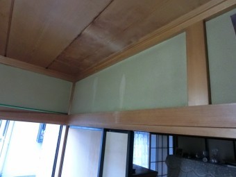水戸市で雨漏りした天井を奥から撮影