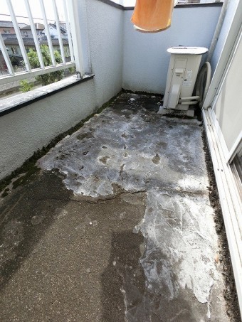 白樺現象が起きたベランダを東側から撮影