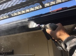 城里町で高圧洗浄で雨樋・破風板洗浄前