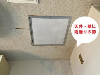 テナントビル天井壁に雨漏りの跡