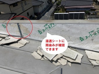 水戸市のパラペット雨漏りは散水試験実施と外壁膨れの交換工事で分かった浸透シートに着いた雨染み