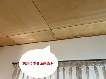 水戸市のパラペット雨漏りは散水試験実施と外壁膨れの交換工事でもともとの天井雨染み