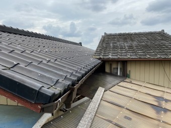 北面雨樋の交換が完了したひたちなか市の住宅