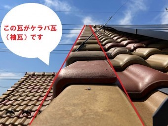 古河市のお客様の屋根は洋瓦でケラバ瓦の説明写真です写真で