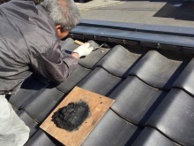 屋根南蛮漆喰にて補修