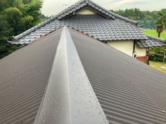 水戸市の棟から撮影した波トタン画像