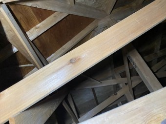 天井裏から屋根の野地板を確認