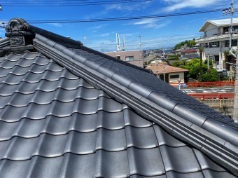 1部補修屋根工事を行ない元通りになった瓦屋根