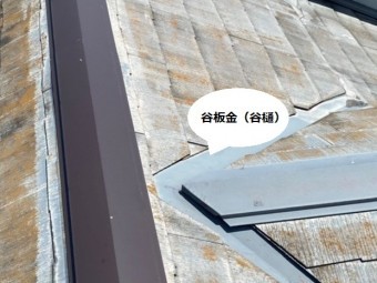 ドーマーの上部にブイ字型に設置された谷板金