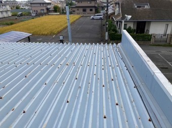 水戸市の店舗様雨漏り調査で屋根を確認します