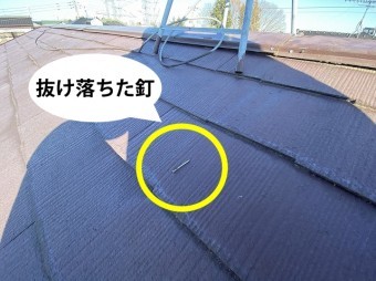 強風で破損した棟板金の釘抜け