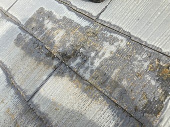 水戸市のスレート屋根は全体にに水が浸透して中からダメージを受けている