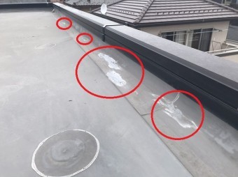 シート防水亀裂複数補修
