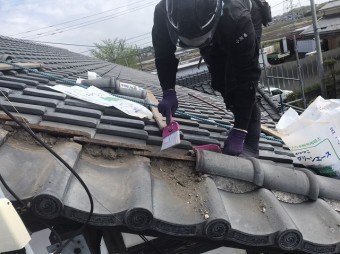 風切丸を撤去しゴミを清掃