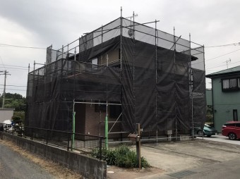 城里町足場設置完了北側