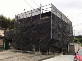 城里町足場設置完了西側