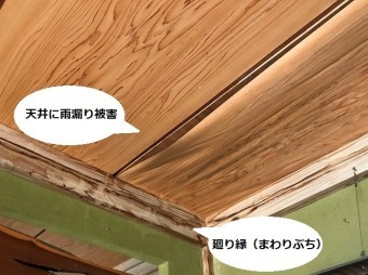 目透かし天井に雨漏りし今にも剥がれ落ちそうな状態