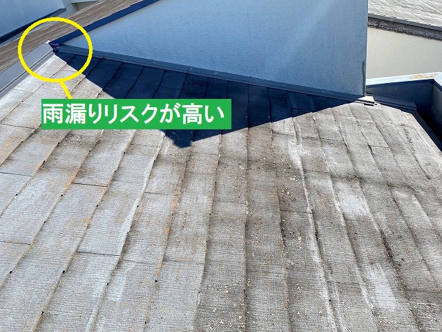 雨漏りリスクの高い、複合屋根の接合部