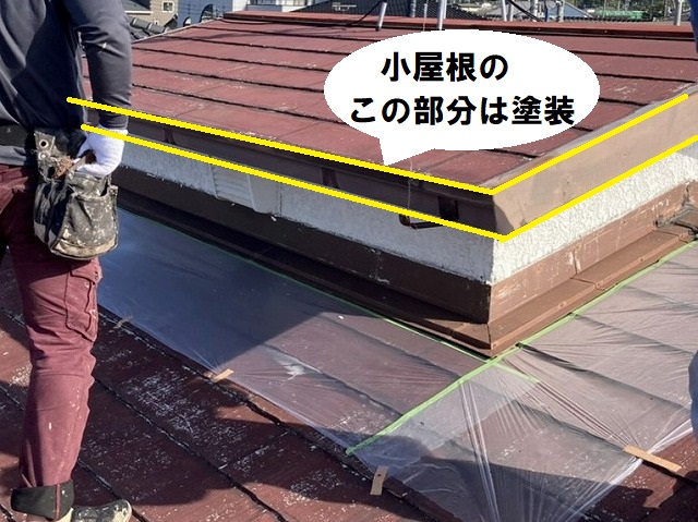 小屋根に塗装する部位を解説した画像