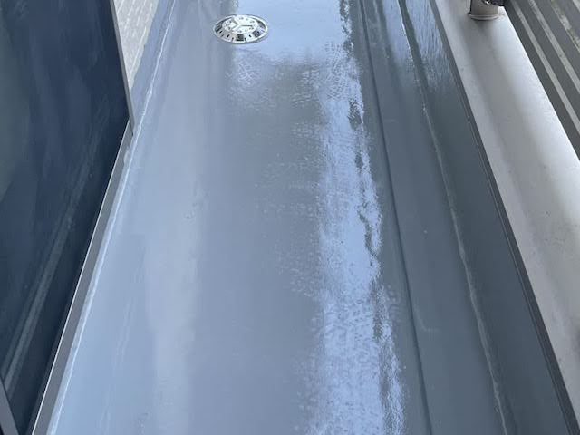 水戸市で一階屋根の雨漏りの原因となったベランダのウレタン再防水が完了