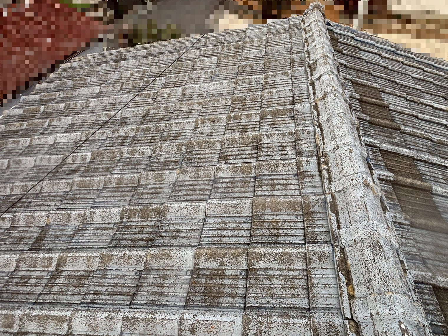 水戸市　スレート瓦屋根の部分的葺き直し　施工前の写真