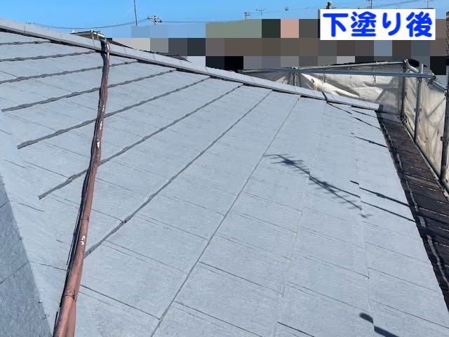 ひたちなか市　再塗装と出窓補修　下塗り作業後の写真