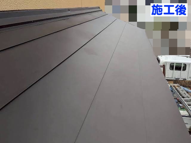 水戸市　出窓上の銅板屋根を葺き替え　施工後の写真