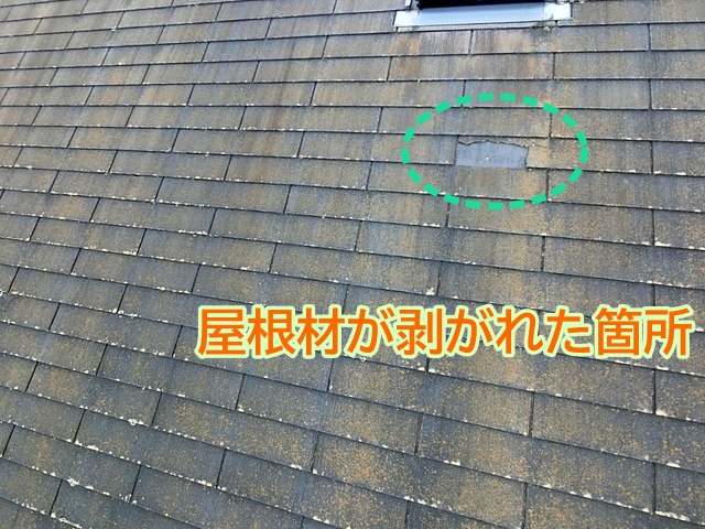 水戸市　築20年スレート屋根の一部脱落調査｜急勾配の屋根カバー提案