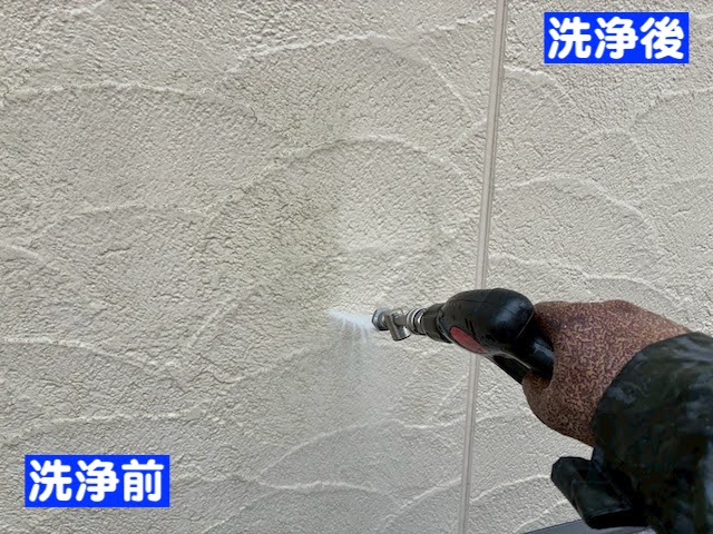 水戸市　ジョリパット風外壁塗装　高圧洗浄の写真