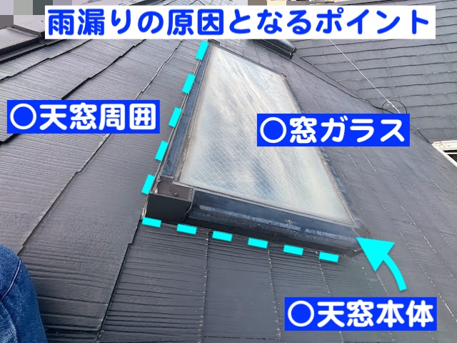 水戸市　天窓からの雨漏り調査　天窓の外観の写真