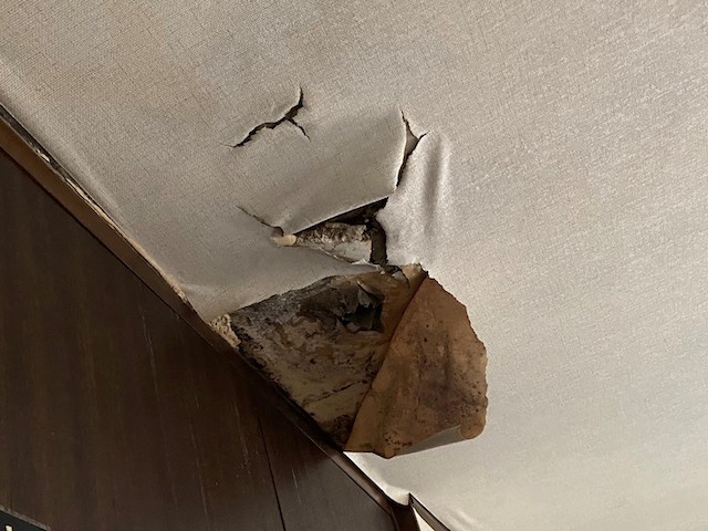 雨漏りで穴があいた天井