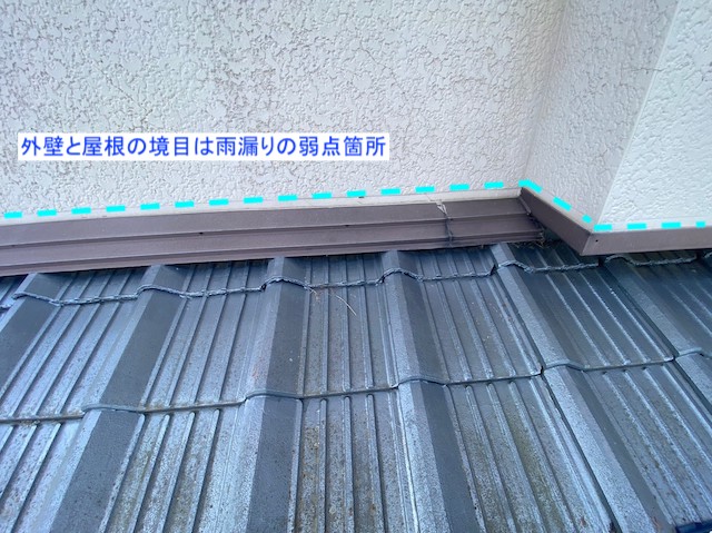 雨漏りの弱点でもある屋根と壁との境目