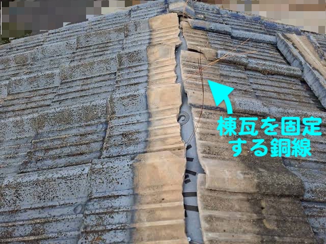 水戸市　スレート瓦屋根の部分的葺き直し　屋根瓦復旧作業の写真