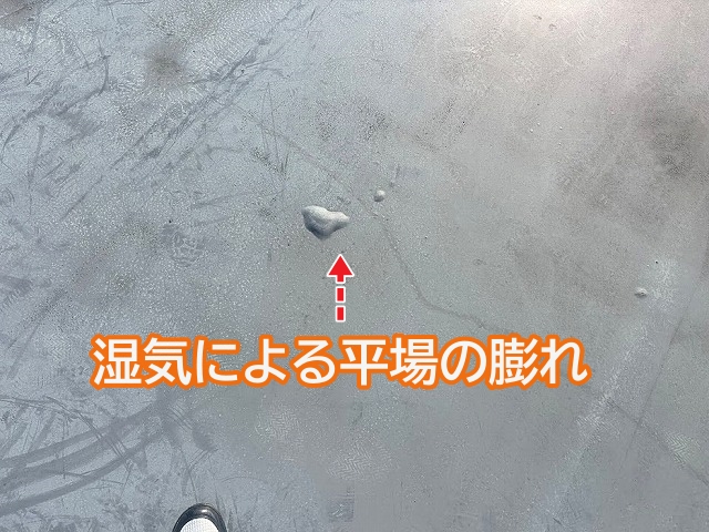 湿気により発生した屋上平場のシート防水の膨れ