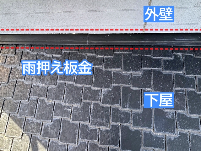 雨水が漏れやすい下屋と外壁が接する取り合い