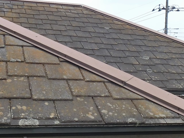 カラーベストアーバニー屋根材は塗膜が剥がれ苔やカビが発生している