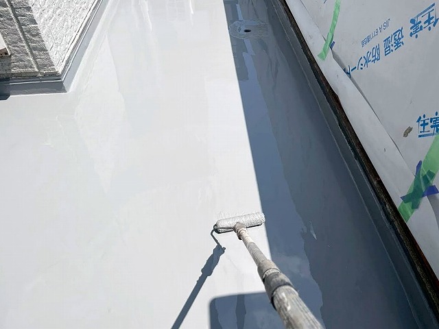 常陸太田市で雨漏りの原因だったベランダの防水工事が完了