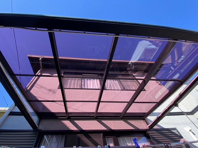 ポリカーボネート製の平板に交換したひたちなか市のテラス屋根