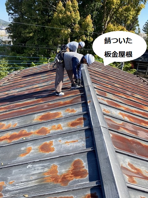 茨城町の現場の板金屋根は錆付いてしまっている