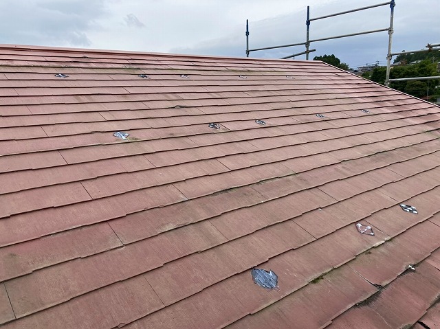 常陸太田市で太陽光が外されたスレート屋根パミール