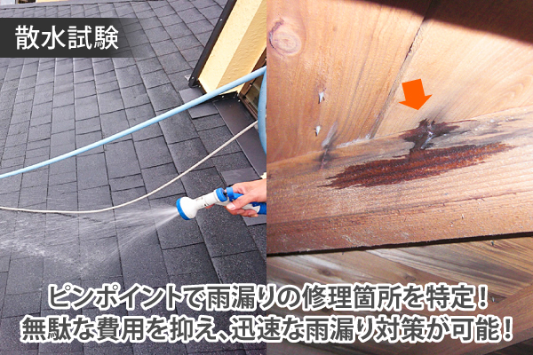 雨を再現して原因を突き止める散水試験