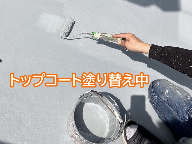 表面のトップコートは紫外線から防水層を守る保護膜